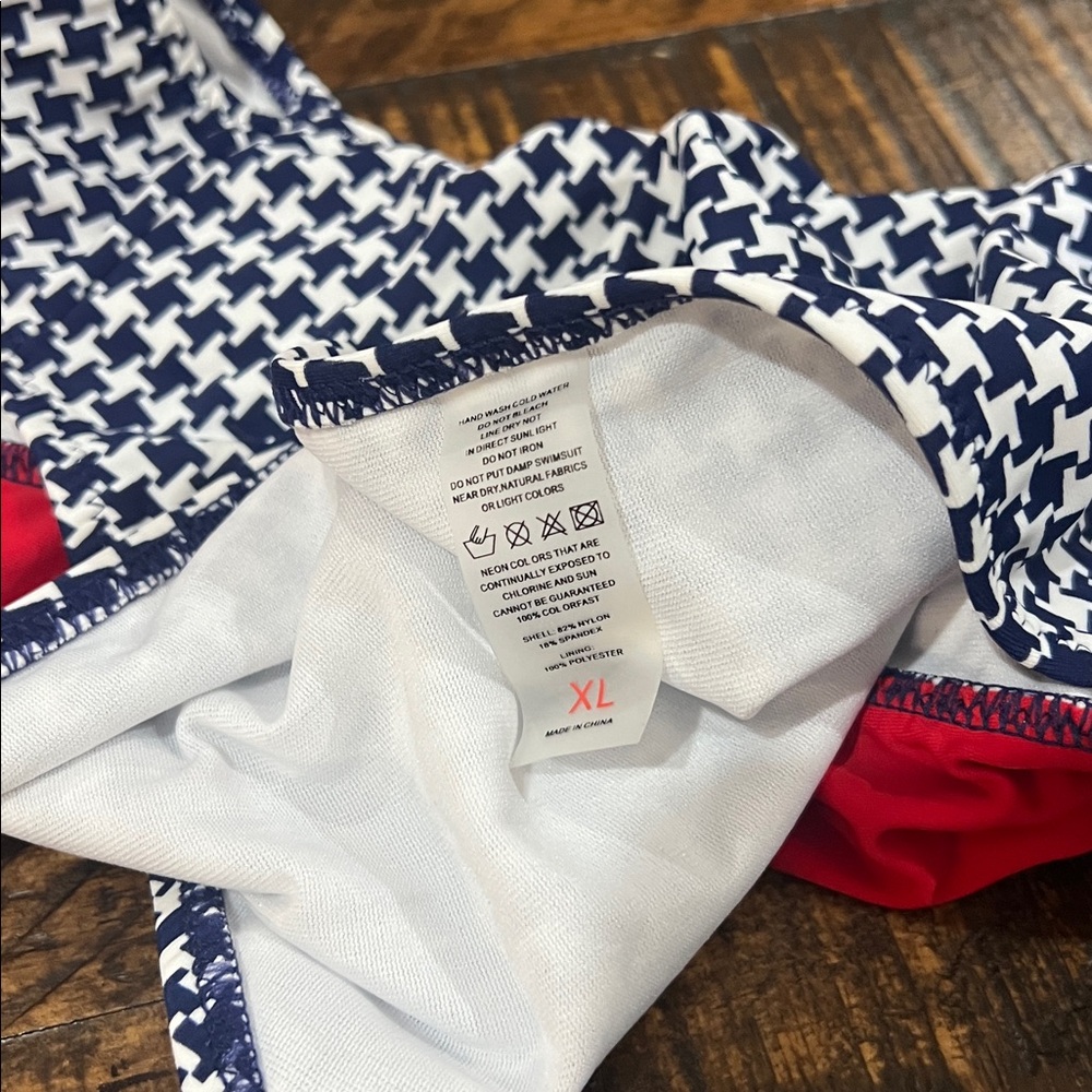 Red and Blue Patterned Bikini Bottom - Picture 6 of 10